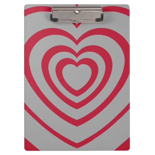 Gelaagde Red & Grey Heart Esthetisch Klembord (Voorkant)