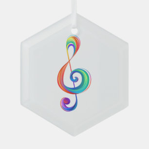 Gelaagde regenboog discantsleutel glas ornament