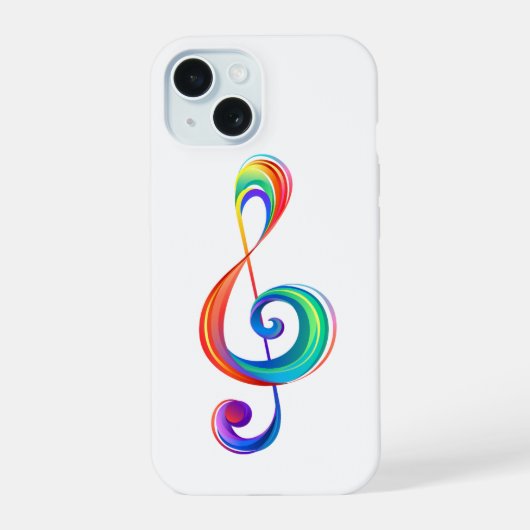 Gelaagde regenboog discantsleutel iPhone 15 case (Achterkant)