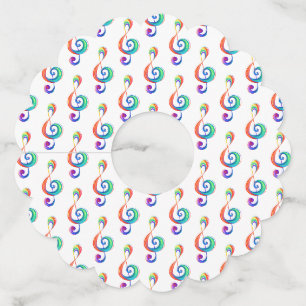 Gelaagde regenboog discantsleutel wijnglaslabel
