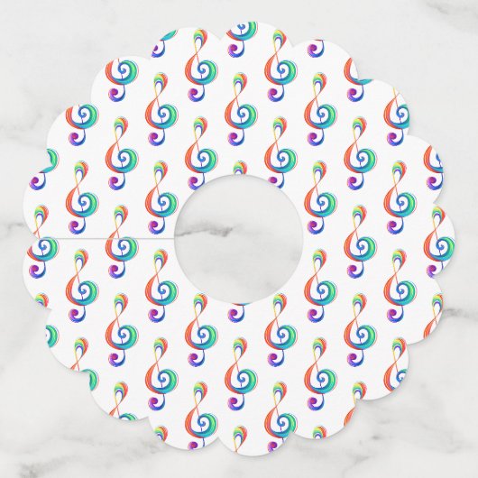 Gelaagde regenboog discantsleutel wijnglaslabel (Voorkant)