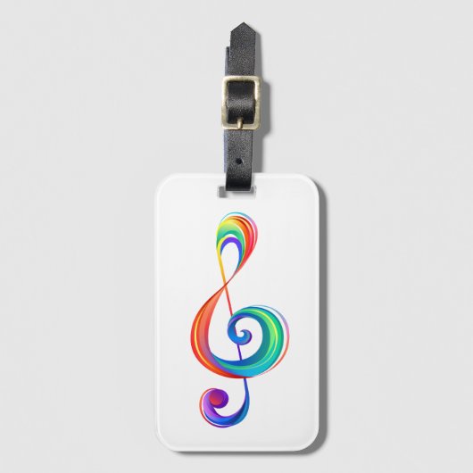 Gelaagde regenboog treble sleutel bagagelabel (Voorkant (verticaal))