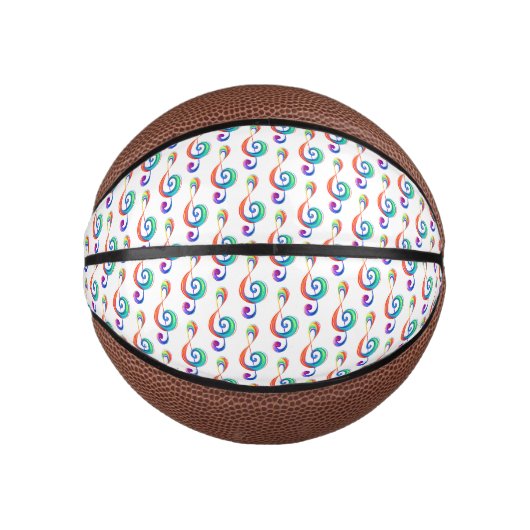 Gelaagde regenboog treble sleutel basketbal (Voorkant)