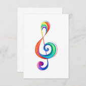 Gelaagde regenboog treble sleutel bedankkaart (Voorkant / Achterkant)