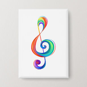 Gelaagde regenboog treble sleutel button