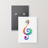 Gelaagde regenboog treble sleutel button (Voorkant / Achterkant)