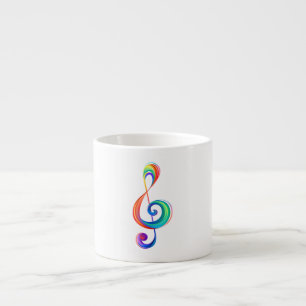 Gelaagde regenboog treble sleutel espresso kop