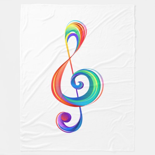 Gelaagde regenboog treble sleutel fleece deken (Voorkant)