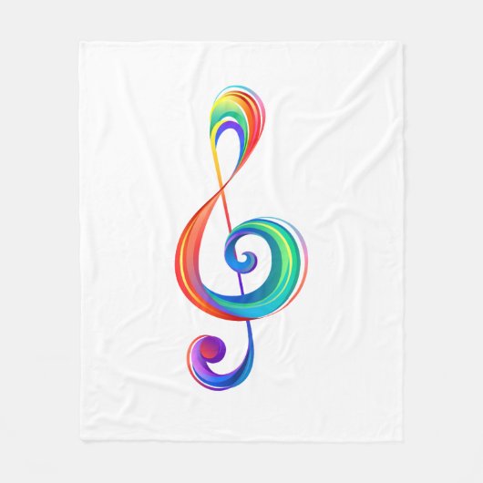 Gelaagde regenboog treble sleutel fleece deken (Voorkant)