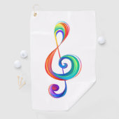 Gelaagde regenboog treble sleutel golfhanddoek (Insitu)