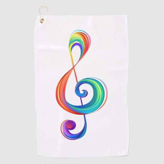 Gelaagde regenboog treble sleutel golfhanddoek (Voorkant)