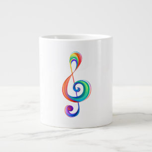 Gelaagde regenboog treble sleutel grote koffiekop