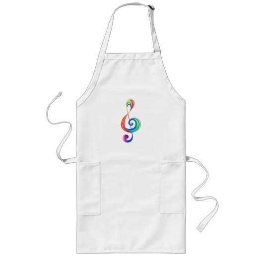 Gelaagde regenboog treble sleutel lang schort (Voorkant)