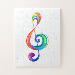 Gelaagde regenboog treble sleutel legpuzzel