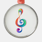 Gelaagde regenboog treble sleutel metalen ornament (Voorkant)