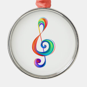 Gelaagde regenboog treble sleutel metalen ornament