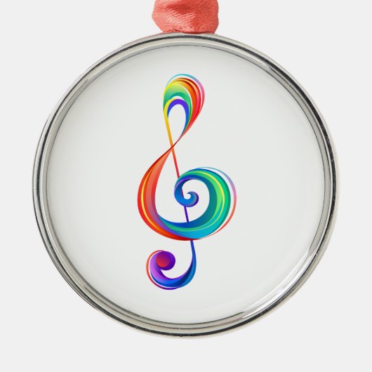 Gelaagde regenboog treble sleutel metalen ornament (Voorkant)