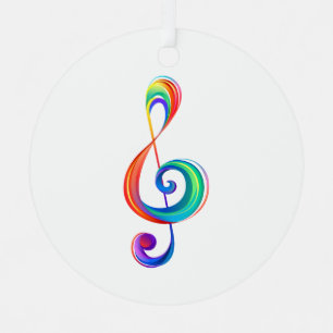 Gelaagde regenboog treble sleutel metalen ornament