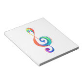 Gelaagde regenboog treble sleutel notitieblok (Schuin)