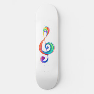 Gelaagde regenboog treble sleutel persoonlijk skateboard