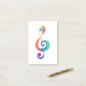 Gelaagde regenboog treble sleutel post-it® notes (Op bureau)