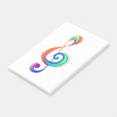 Gelaagde regenboog treble sleutel post-it® notes (Schuin)