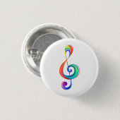 Gelaagde regenboog treble sleutel ronde button 3,2 cm (Voorkant /achterkant)