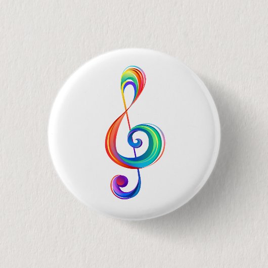 Gelaagde regenboog treble sleutel ronde button 3,2 cm (Voorkant)