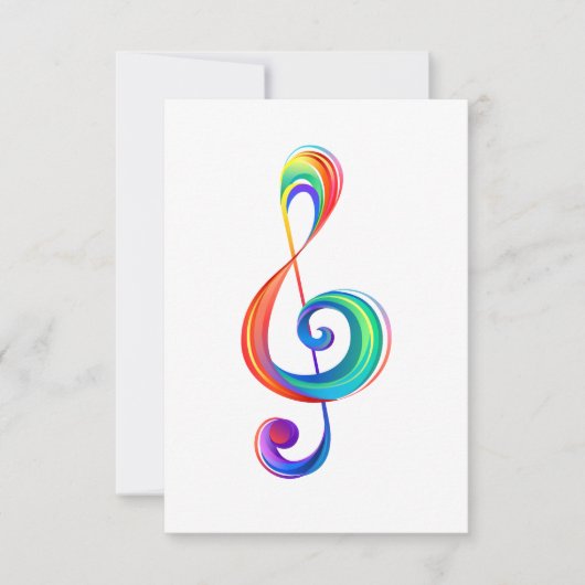 Gelaagde regenboog treble sleutel save the date (Voorkant)