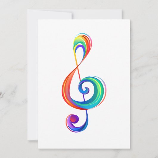 Gelaagde regenboog treble sleutel save the date (Voorkant)