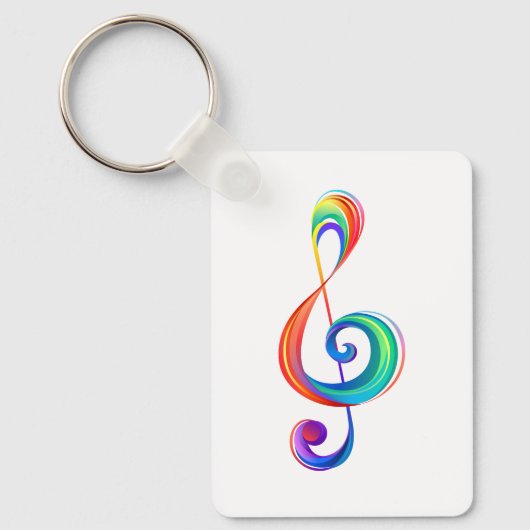 Gelaagde regenboog treble sleutel sleutelhanger (Voorkant)