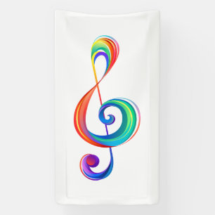 Gelaagde regenboog treble sleutel spandoek
