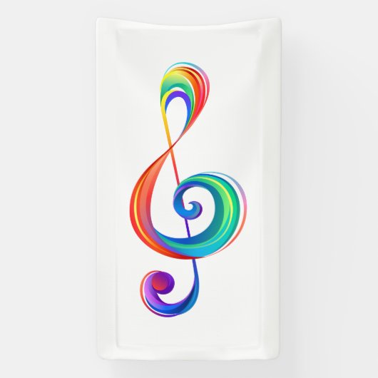 Gelaagde regenboog treble sleutel spandoek (Verticaal)