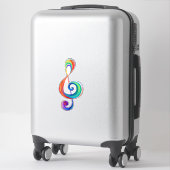 Gelaagde regenboog treble sleutel sticker (Koffer)