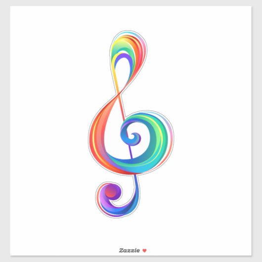 Gelaagde regenboog treble sleutel sticker (Vel)