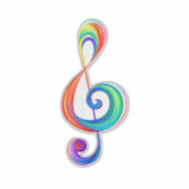 Gelaagde regenboog treble sleutel sticker (Voorkant)