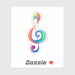 Gelaagde regenboog treble sleutel sticker