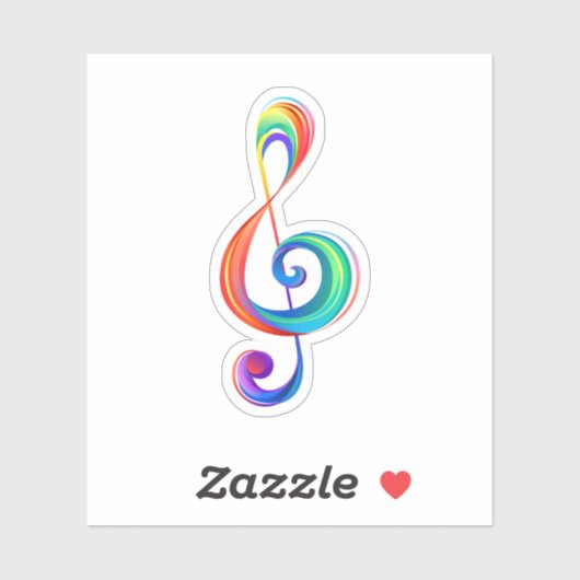 Gelaagde regenboog treble sleutel sticker (Vel)