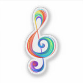 Gelaagde regenboog treble sleutel sticker (Voorkant)