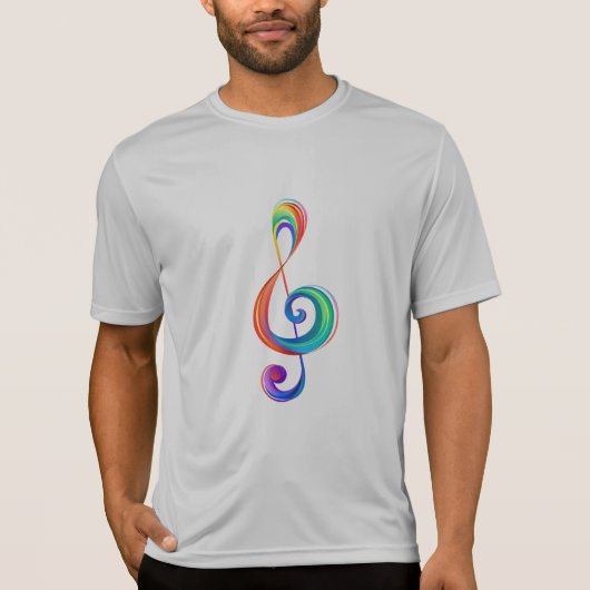 Gelaagde regenboog treble sleutel t-shirt (Voorkant)