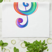 Gelaagde regenboog treble sleutel theedoek (Gevouwen)