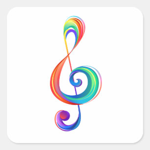 Gelaagde regenboog treble sleutel vierkante sticker