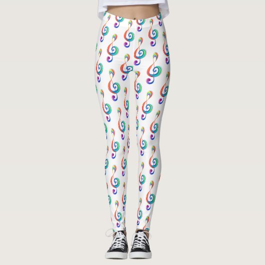 Gelaagde regenboogdiskant sleutel leggings (Voorkant)