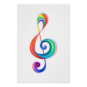 Gelaagde regenboogdiskant sleutel perfect poster