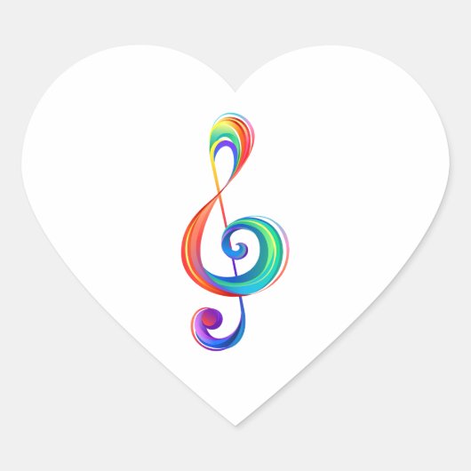 Gelaagde regenboogvioolsleutel hart sticker (Voorkant)