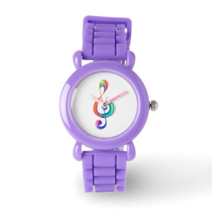 Gelaagde regenboogvioolsleutel horloge