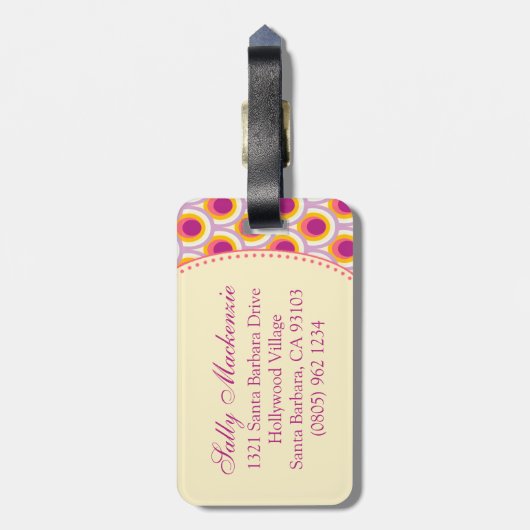 Gelaagde roze bagagelabel (Achterkant verticaal)