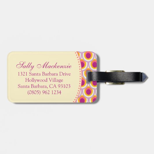 Gelaagde roze bagagelabel (Achterkant horizontaal)