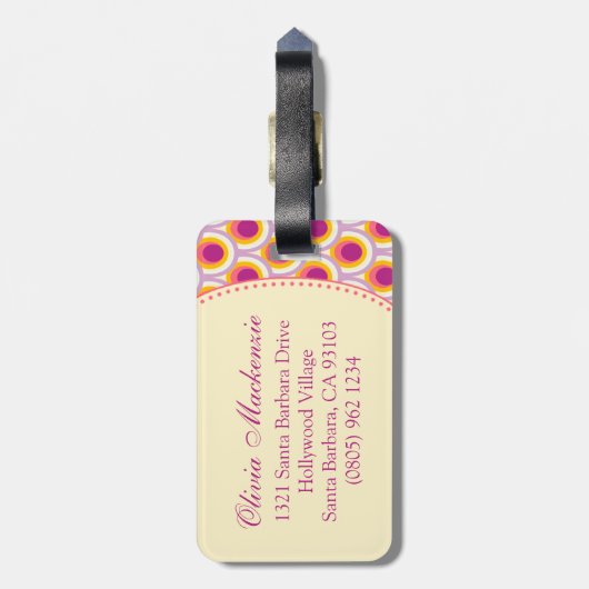 Gelaagde roze bagagelabel (Achterkant verticaal)