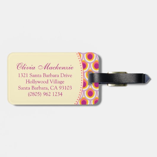 Gelaagde roze bagagelabel (Achterkant horizontaal)